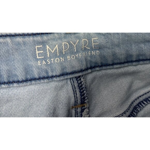 Empyre Easton Boyfriend Distressed Destroyed Ripped Light Wash Denim Jeans 0 - Picture 6 of 7